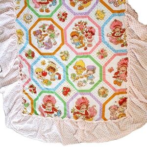 Vintage Strawberry Shortcake Twin Ruffle Canopy Bed Cover Sears Perma-Prest 80s